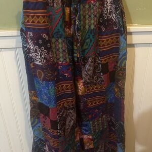 Colorful Patchwork Wide Leg Pants